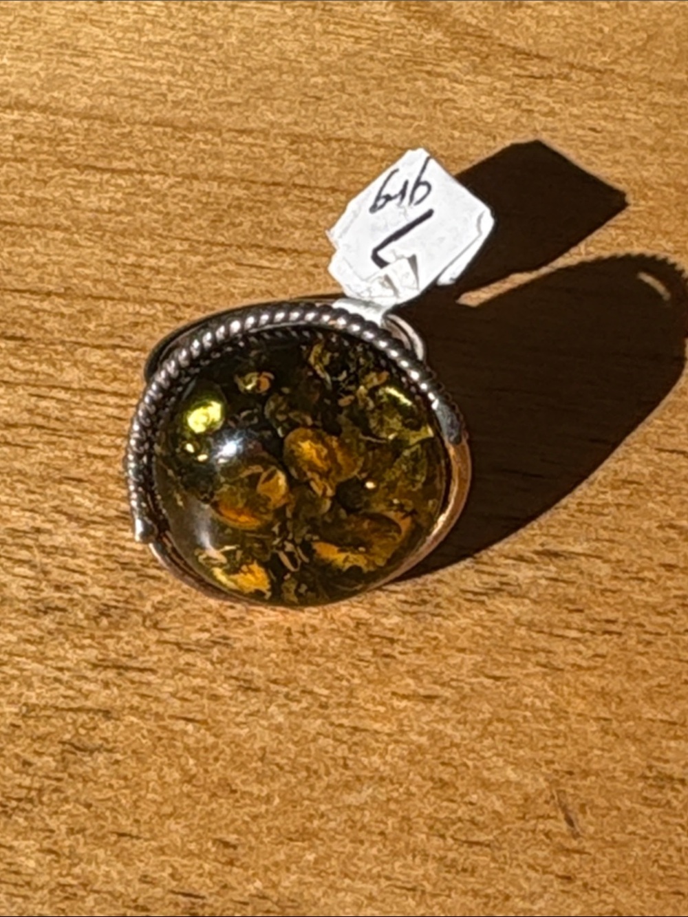 Sterling Silver genuine Amber Dome Statement Ring